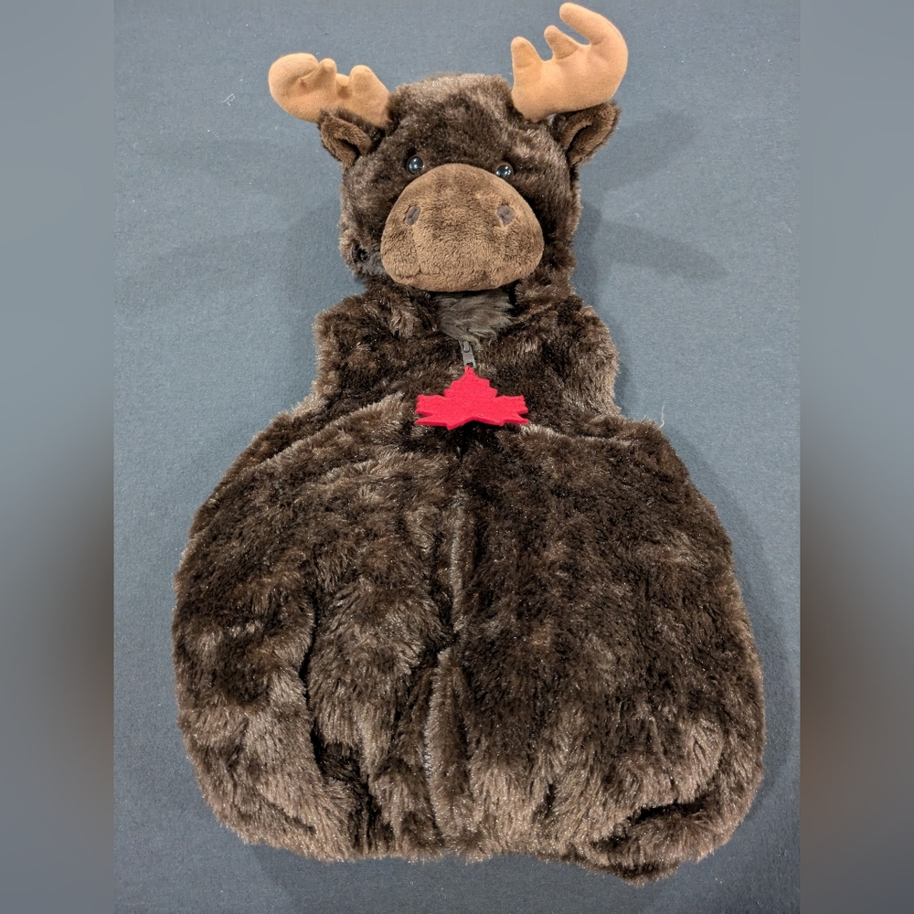 Kids Brown Moose Costume with Red Maple Leaf Accent